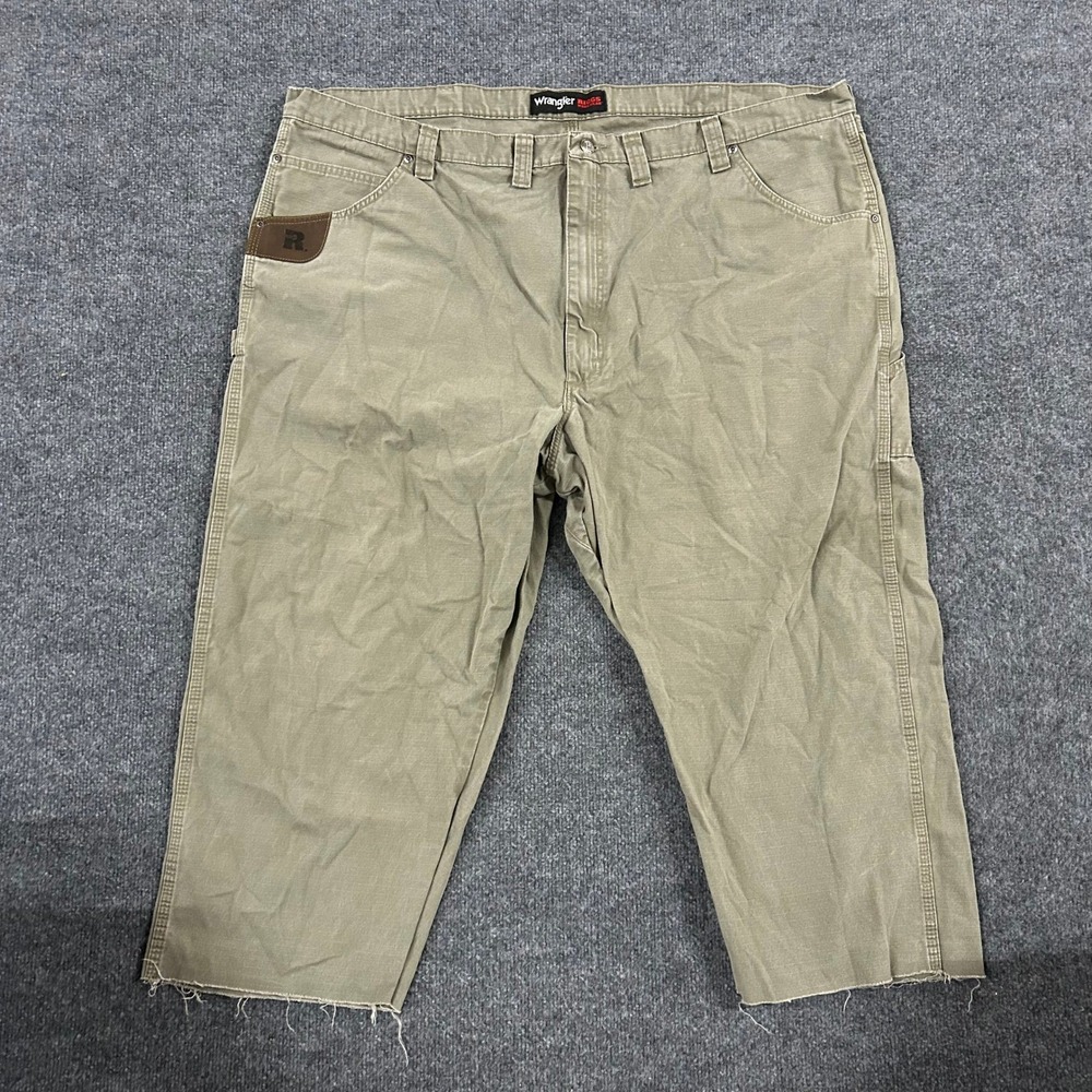 Wrangler Shorts Mens Size 48 Tan Ripstop Carpenter Relaxed Fit Cut Off Workwear
